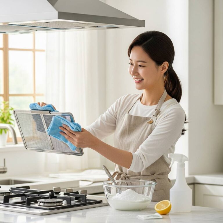 베이킹소다와 식초를 활용한 주방 후드 기름때 제거 및 천연 세제 배합법