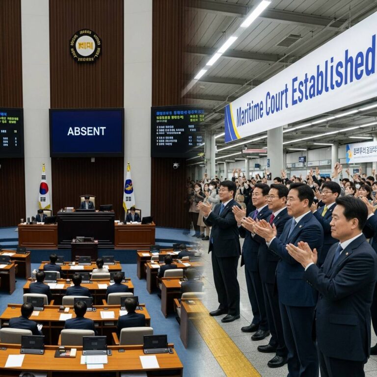 해사법원 표결엔 ‘불참’한 국힘, 부산역선 “좋은 소식” 박수: 정치적 기회주의와 디지털 시대의 책임 공방 심층 분석
